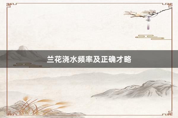 兰花浇水频率及正确才略